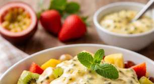 Como fazer salada de frutas com creme de maracujá que acaba em minutos
