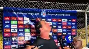 Entrevista de Rogério Ceni é interrompida após queda de torre em estádio de Juazeiro; veja
