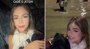 Melody fica presa em enchente no Rio e precisa abandonar o carro: 'Cadê o jetsky?'