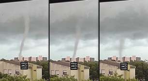 Vídeo impressionante mostra tornado no centro de cidade durante tempestade no RS
