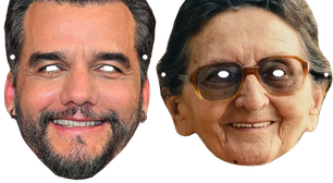 Camarote da Sapucaí homenageia O Agente Secreto com máscaras de Wagner Moura e Tânia Maria