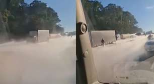 Engavetamento com caminhões e ônibus causa vazamento de gás e deixa um morto na rodovia Fernão Dias