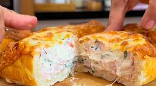 Pão recheado rápido e fácil, com uma massa fofa e um recheio generoso, perfeito para o lanche