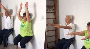 Quatro exercícios de pilates na parede para idosos, fáceis e super funcionais, que você pode fazer todos os dias