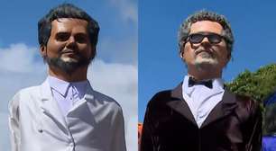 Bonecos gigantes de Wagner Moura e Kleber Mendonça Filho desfilam pelas ruas de Olinda (PE)