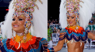 Saradíssima, Viviane Araujo recria fantasia de 2012 e desfila na Mancha Verde, rebaixada para a segunda divisão do Carnaval de São Paulo. Veja fotos!
