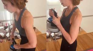 Fernanda Torres mostra treino durante o carnaval e brinca: 'Meu adereço'; assista