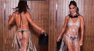 Juliana Paes opta por look fio-dental antes de desfile com a Viradouro na Sapucaí