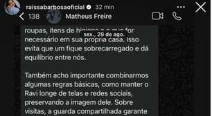 Raissa Barbosa expõe exigências de Matheus Freire para assumir filho: 'Senti medo real'