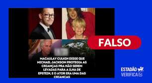 É falso que Macaulay Culkin tenha dito que Michael Jackson o impediu de ir à ilha de Epstein