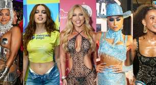 Looks das famosas para o Desfile das Campeãs: Virgínia, Anitta, Sabrina Sato e mais curtem camarotes com brilho, transparência e calcinha à mostra. Veja 30+ fotos!