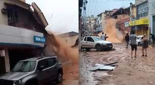 Vídeo mostra casa desabando em Ubá após fortes chuvas atingirem Minas Gerais