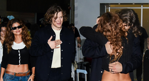 Amor de ouro! Medalhista olímpico, Lucas Pinheiro Braathen ganha carinho de Isadora Cruz em chegada ao Brasil; atriz usa aerolook com jeans de cintura baixa