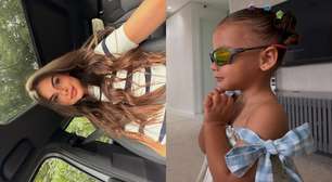 Amanda Kimberlly exibe cliques inéditos de filha com Neymar e web reage: 'A cara...'