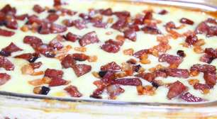 Mandioca cremosa, que fica derretendo e é o acompanhamento ideal para qualquer tipo de carne