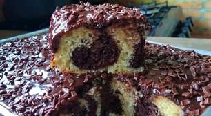 Bolo mesclado: muito fofinho, úmido, e com aquele visual lindo que vai surpreender a todos