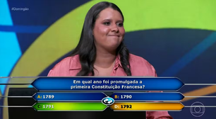 Participante do 'Quem Quer Ser Um Milionário' erra pergunta e perde R$ 300 mil; saiba a resposta