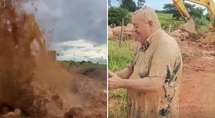 Vereador de MT toma um 'banho de lama' durante fiscalização de obra; veja