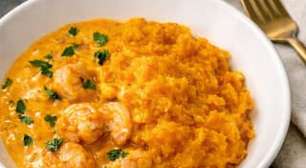 Camarão ao molho cremoso com quibebe: almoço especial