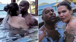 De maiô, Thais Carla surge agarradinha ao marido e web comenta: 'Conta bancária'