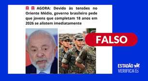 É falso que governo tenha pedido alistamento militar emergencial devido a conflito no Oriente Médio