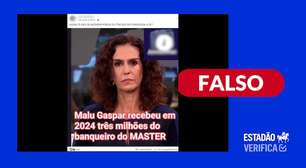 É falso que Malu Gaspar tenha recebido R$ 3 milhões do Banco Master