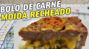 Bolo de carne moída recheado, que é uma refeição completa e vai surpreender todo mundo