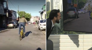 Repórter falha ao tentar empinar bicicleta e âncora cai na gargalhada no AM: 'Eita como empina'