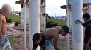 Capitão da PM faz membros de facção apagarem pichações com sigla do CV no Ceará