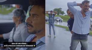 Ator da Globo toma enquadro real ao gravar cena de assalto: 'Mão na cabeça'