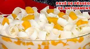 Pavê de pêssegos com um gostinho de sobremesa de antigamente, simples e irresistível