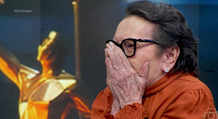 Tânia Maria, de O Agente Secreto, chora de emoção ao conhecer Tony Ramos no Domingão