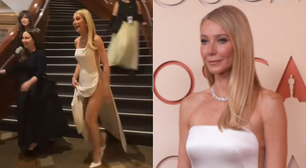 Gwyneth Paltrow quase mostra demais com vestido de lateral nua no Oscar; veja vídeo