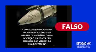 Foto de míssil iraniano foi alterada com IA para incluir mensagem em homenagem a vítimas de Epstein