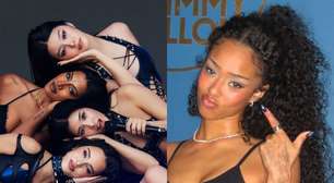 Atração do Lollapalooza, KATSEYE desembarca no Brasil e fã manda recado para Manon; veja reação do grupo