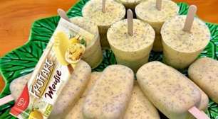 Picolé caseiro de maracujá tipo mousse, que fica super cremoso e é uma delícia refrescante