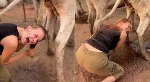 Eca! Influenciadora faz spa com urina de vaca e viraliza na web