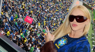 Virginia Fonseca é tietada por fãs em estádio durante jogo do Brasil