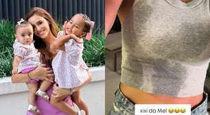 Bruna Biancardi compartilha perrengue de mãe e diverte seguidores com 'xixi surpresa'