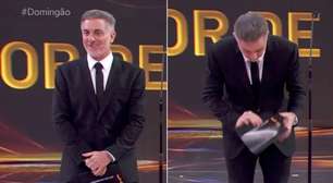 Taís Araujo evita gafe de Luciano Huck ao vivo e apresentador brinca: 'Braguilha aberta?'