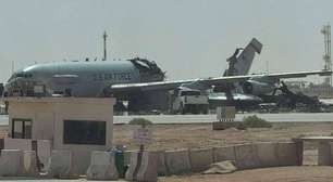 Fotos mostram avião espião americano destruído por drone iraniano em base saudita