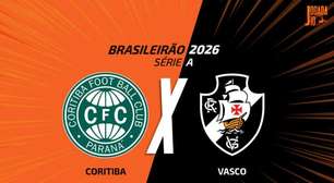 Coritiba x Vasco: onde assistir, escalações e arbitragem