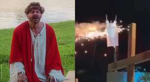 Ator Henri Castelli sofre terror com figurino em chamas durante encenação