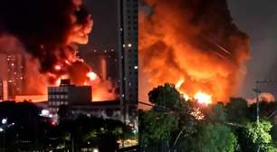 Incêndio de grandes proporções em distribuidora de tintas na Grande SP; veja vídeo