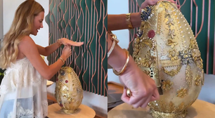 Ana Paula Siebert ignora críticas e corta ovo de R$ 20 mil durante almoço de Páscoa