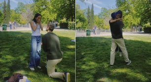 Filho de Fábio Assunção surpreende namorada com pedido de casamento em parque