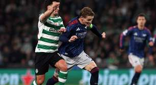 Arsenal marca no fim e sai na frente do Sporting nas quartas da Champions