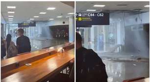 Rompimento de encanamento alaga área de embarque internacional do Galeão