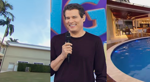 Decoração clássica, piscina gigantesca e até estúdio dentro de casa: é nessa mansão que Celso Portiolli vive com a família há mais de 15 anos