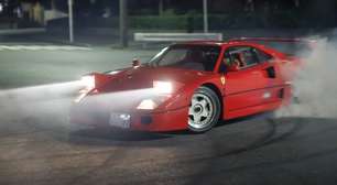 Ao volante de uma Ferrari F40, Hamilton faz manobras com Kim Kardashian de passageira